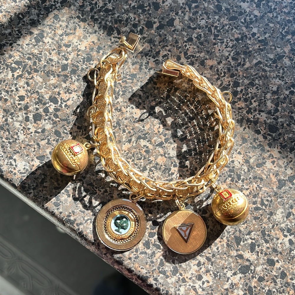 Vintage Gold Filled Basketball Charm Bracelet